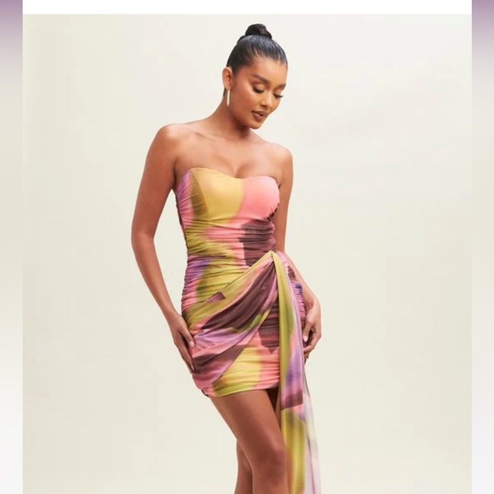 Beautiful multi colored rouched dress